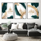 Caligrafia araba islamica Allahu Akbar Gold Green Leaf Poster Arte Wall Art dipinta Immagini Stampa DECI