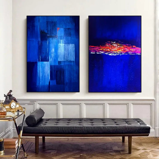 Moderno tela astratta pittura muro poster in tela blu dipinto di pittura arte nordica stampa stampata per decorazioni per soggiorno