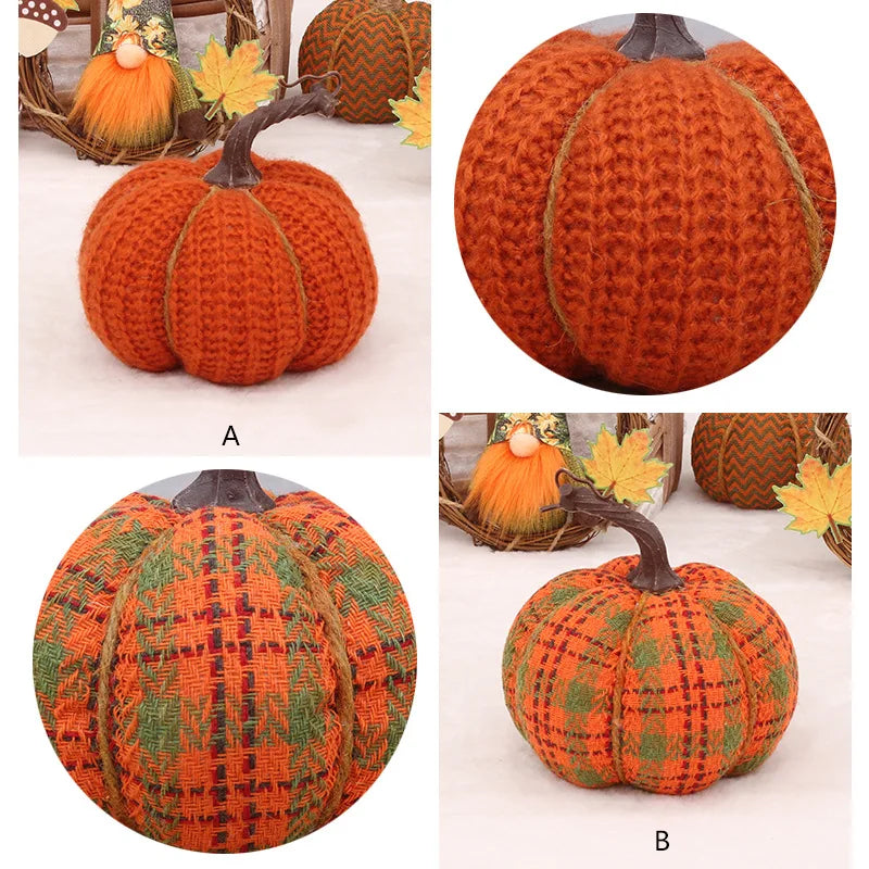 Autumn Knitted Pumpkin Ornament Cloth Pumpkin Home Craft Halloween Party Thanksgiving Day Party Decoration Pumpkin Photo Props