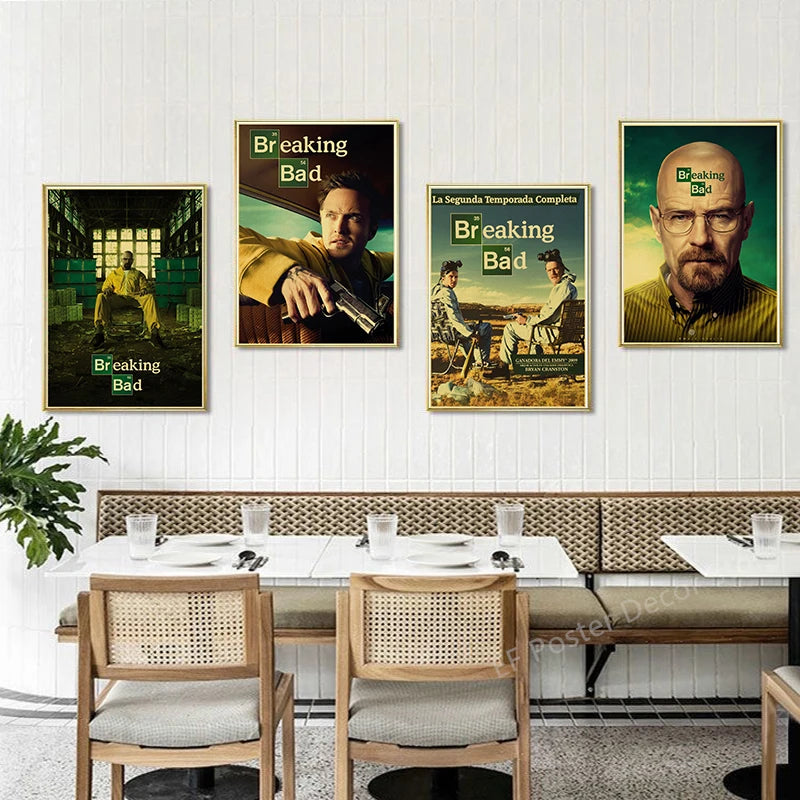 Buy Three Get Four Hot TV Breaking Bad Poster Aesthetic Prints Vintage Home Room Art Wall Decor Picture Walter Retro Painting