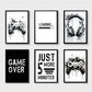 Black White Game Controller Wall Art Posters and Prints Canvas Paintings Mural Pictures for Playroom Decor Gaming Players Gift