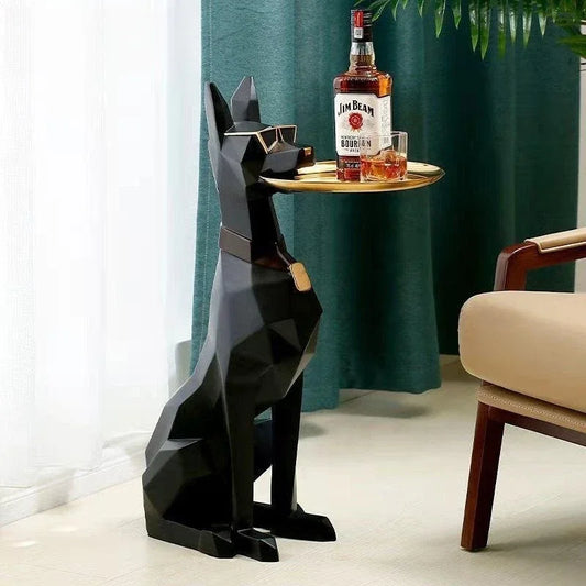 Grande table d'appoint Doberman Luxury Big Doberman Statue Tray Chog Animal Puppy Puppy Chice Living Room Decorations Bearbrick Animal Table