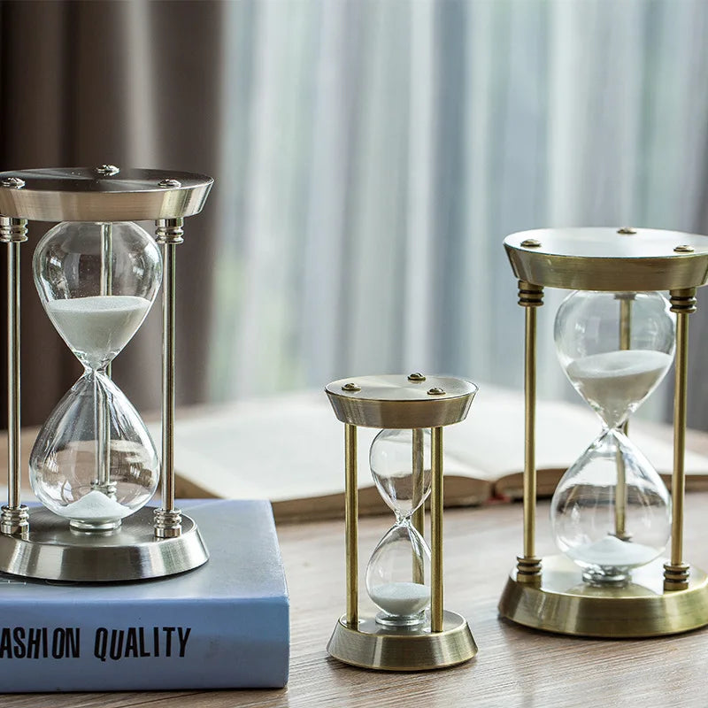 3/5/10/15/30 Minutes European Retro Metal Hourglass Timer Living Room Office Desktop Decoration Sand Clock Ornaments Sandglass
