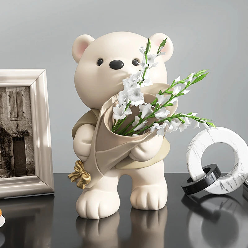 Estátua criativa Decorações de urso Acessórios para casa Cabinetes de TV Armários de TV Arranjos de Flores de Hallwea