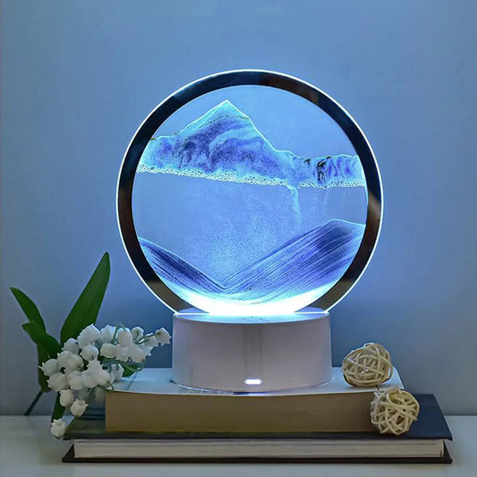 Moving Sand Quicksand Table Lamp Dynamic Sand Painting Sand 3D Flowing Sand Landscape For Decorating Living Room