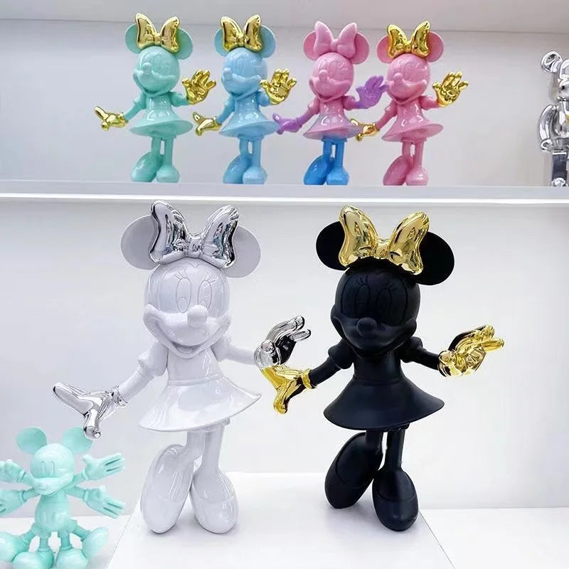 Simple Modern Welcome Minnie Mickey Mouse Action Figure Statue Resin Collection Toys Creative Cabinet Decoration Ornaments Model