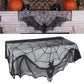 Halloween Bat Table Runner Black Spider Web Lace Tablecloth Fireplace Curtain for Halloween Party Home Decoration Horror Props