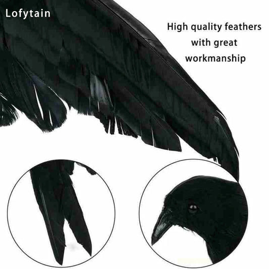 Lofytain 18*10 cm Halloween Black Crow Model Simulation Fake Bird Animal Scary Toys For Halloween Party Home Decoration