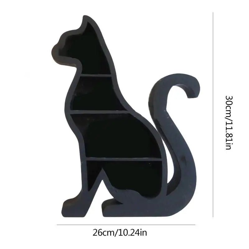 Black Cat Shape Crystal Shelf Display Standing Rack Sundries Jewelry Cosmetics Stationary Jars Essentials Holder Home Decor