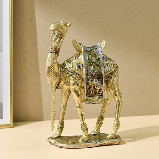 Turkish Resin Golden Camel Sculpture Feng Shui Figurines Home Decoration Ornament  Accessories Interior Decor Office Living Room
