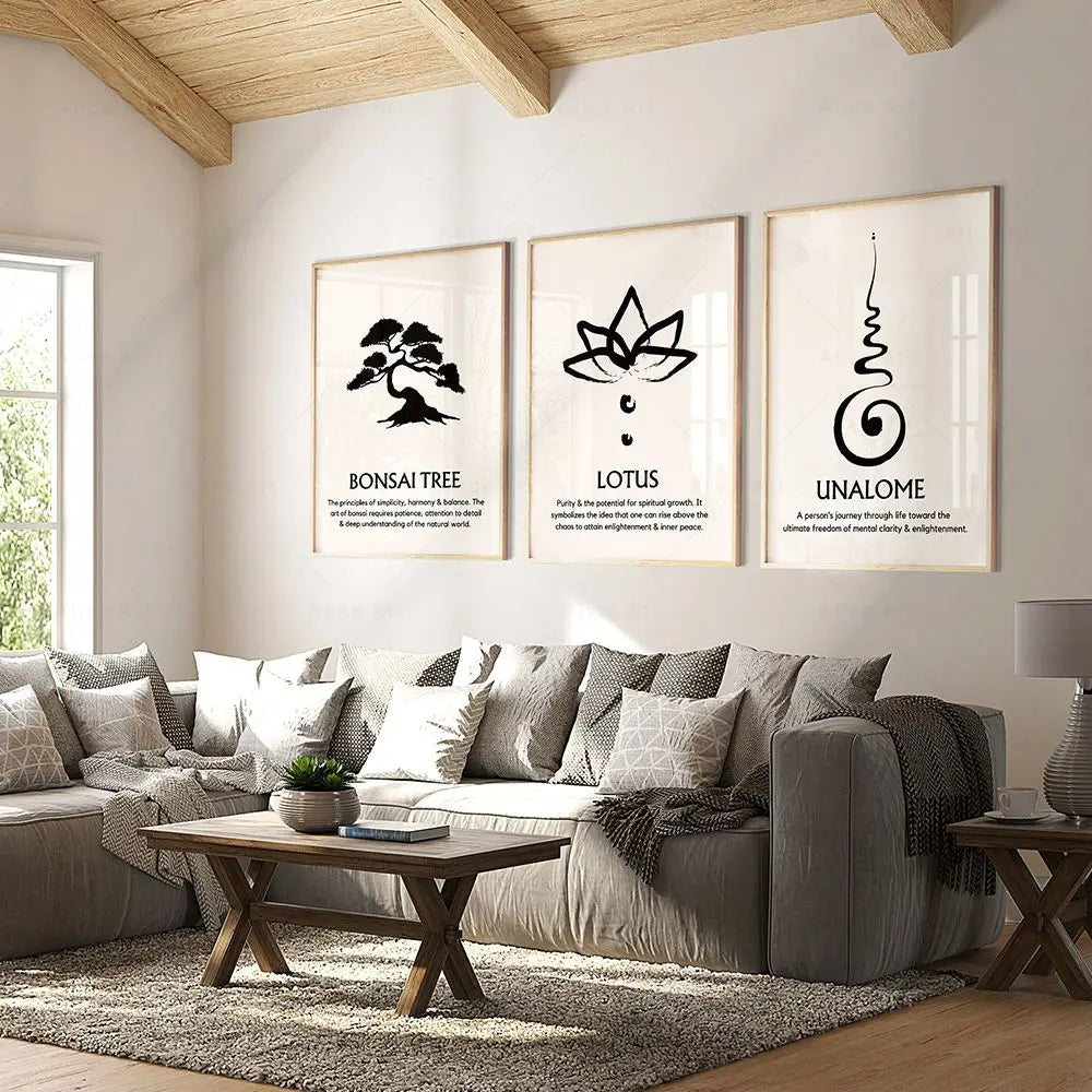 Zen Símbolos e significado Arte da parede Pintar meditação Meditação Poster de arte atento Poster espiritual PRIMA