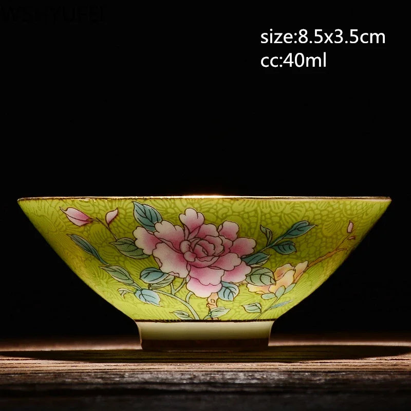 Jingdezhen Keramik Tee -Set handbemalt Pastell Pastell Peony Chinesische traditionelle Porzellan Teetasse Tee Set Tee Tee Set