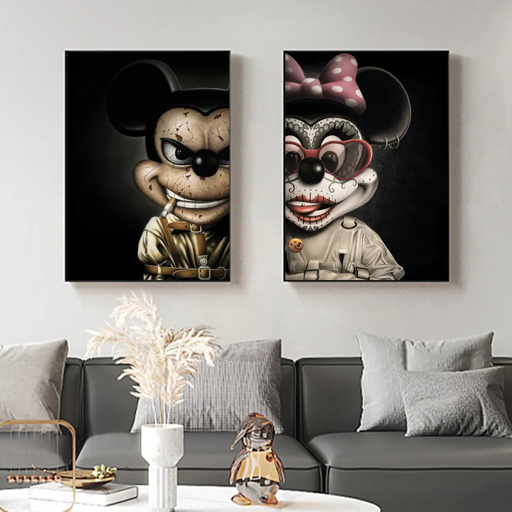 Bad Mickey und Minnie Funny Poster Tattoo Maus Canvas Art Mafia Banden Tier Wanddekoration Drucke Gemälde für Wohnzimmer