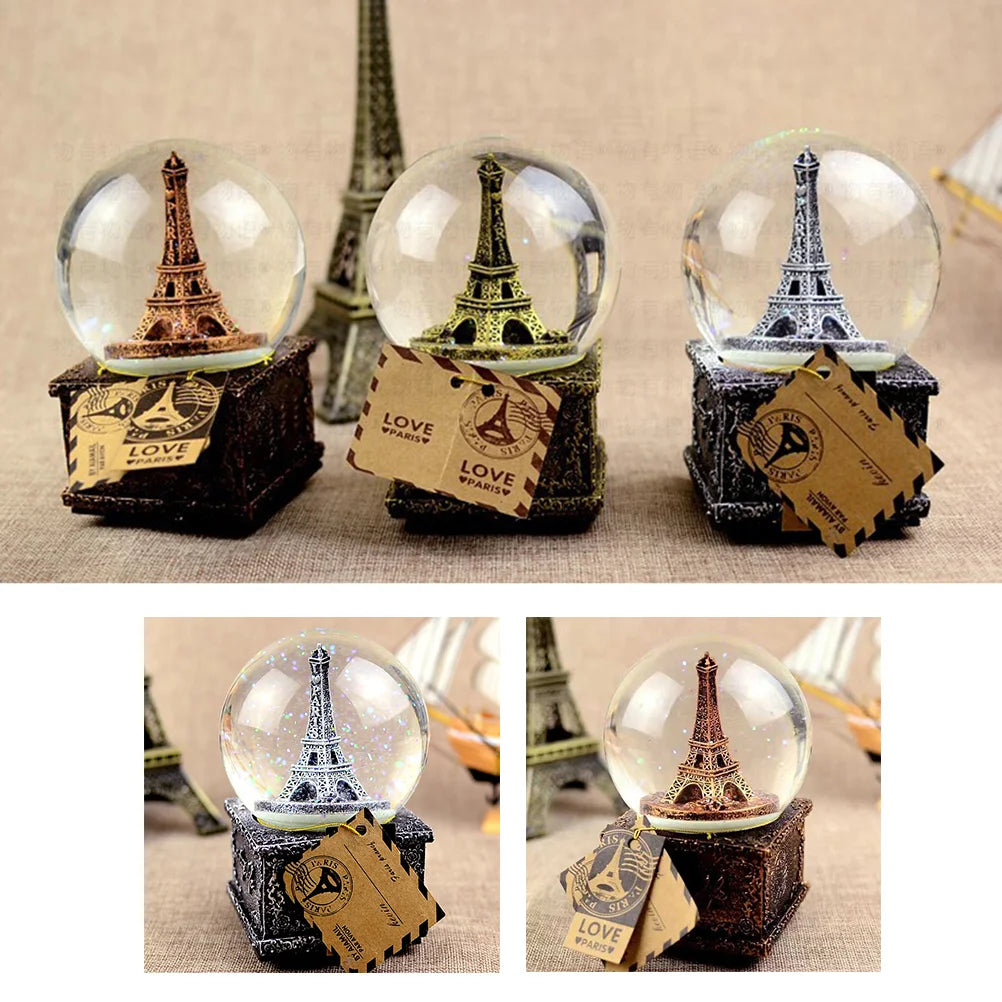 Globe Snow Musicalcrystalbox Tower Eiffel Christmas Snowflake Paris Water Led Vintage Birthday Lights Singing Lantern