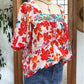 Blouse à manches courtes brodées florales florales florales