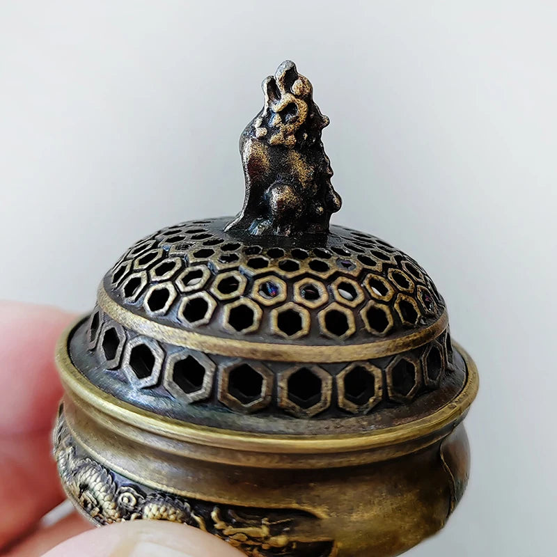 Burner di incenso in lega cinese Buddha Loto Flower Incenso Holder Censer fatto a mano per la decorazione del Buddhist Home Office