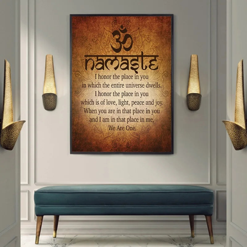 Namaste Buddhist Inspirierende Motivation Spirituelle Yoga Zitatabdrücke und Plakate Leinwand Malerei Wandkunst Bilder Home Decor