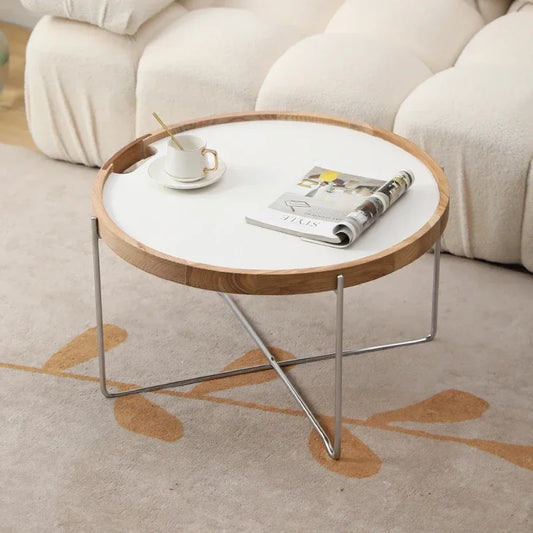 Minimalist Aesthetic Side Table Wood Nordic Round Modern Small Coffee Table Living Room Design Mesa Entrance Hall Furniture