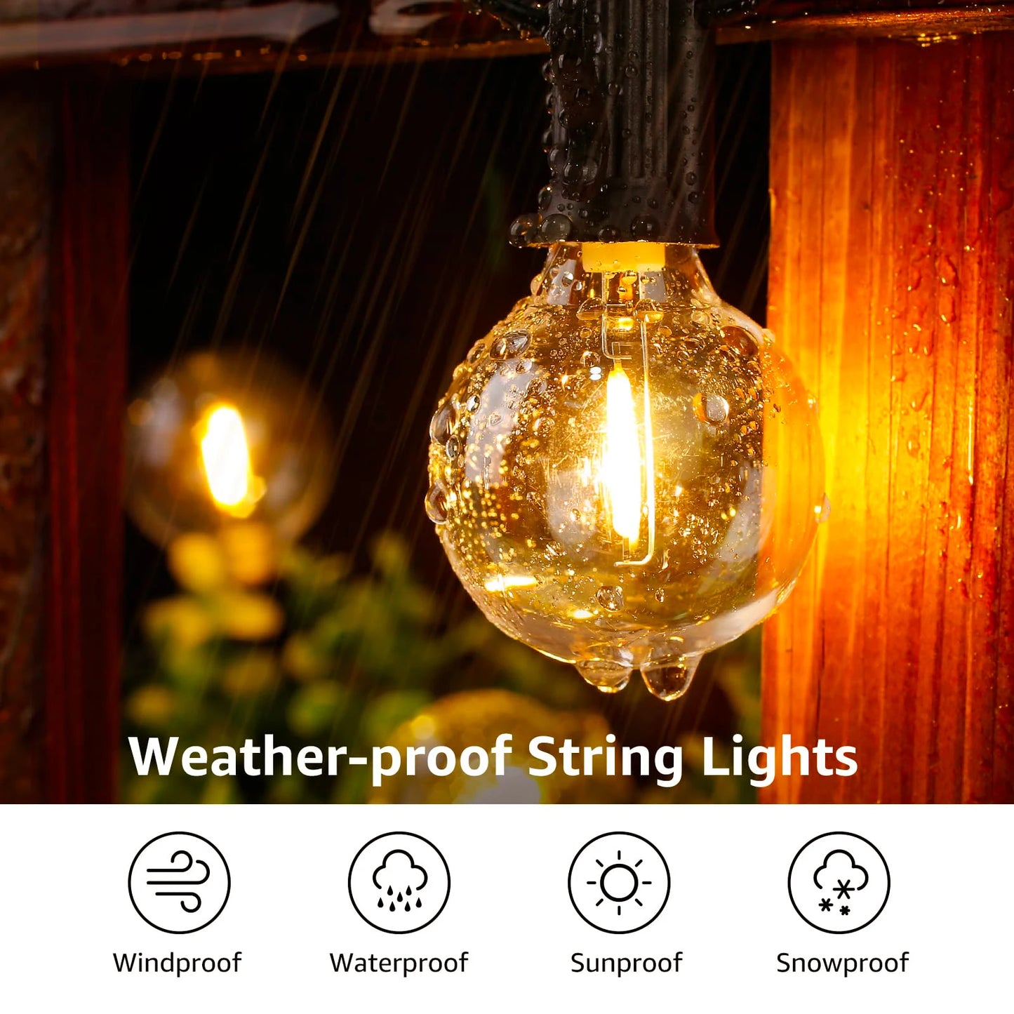 Sphoon 15M 20M Connectable LED String Light E12 Base G40 IP44 Waterproof Dimmable Garland Garden Wedding Fairy lights Home Decor