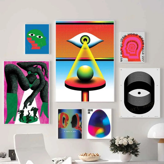 Allemaal zien oog psychedelisch surrealistisch landschap kwaad oog spirituele poster derde oog chakra abstracte vrouwelijke muur kunst canvas schilderij