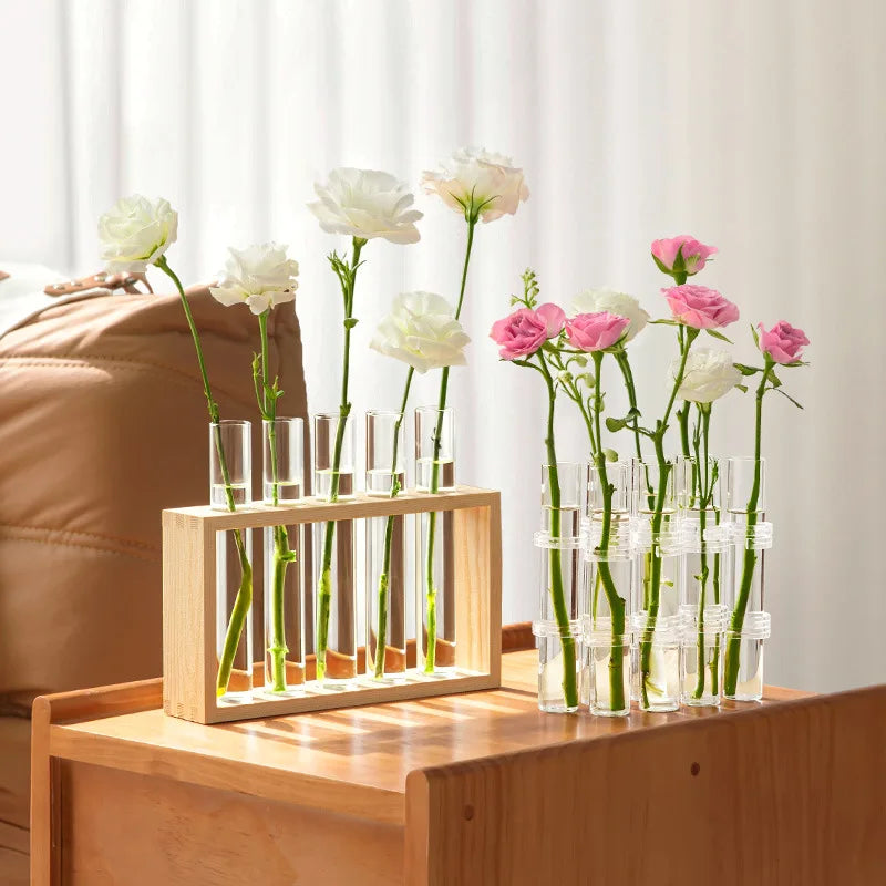 Vasos de tubo de teste, ornamentos de vidro de alta aparência, flores frescas, plantadores hidropônicos, decorações de vasos de flores combinados