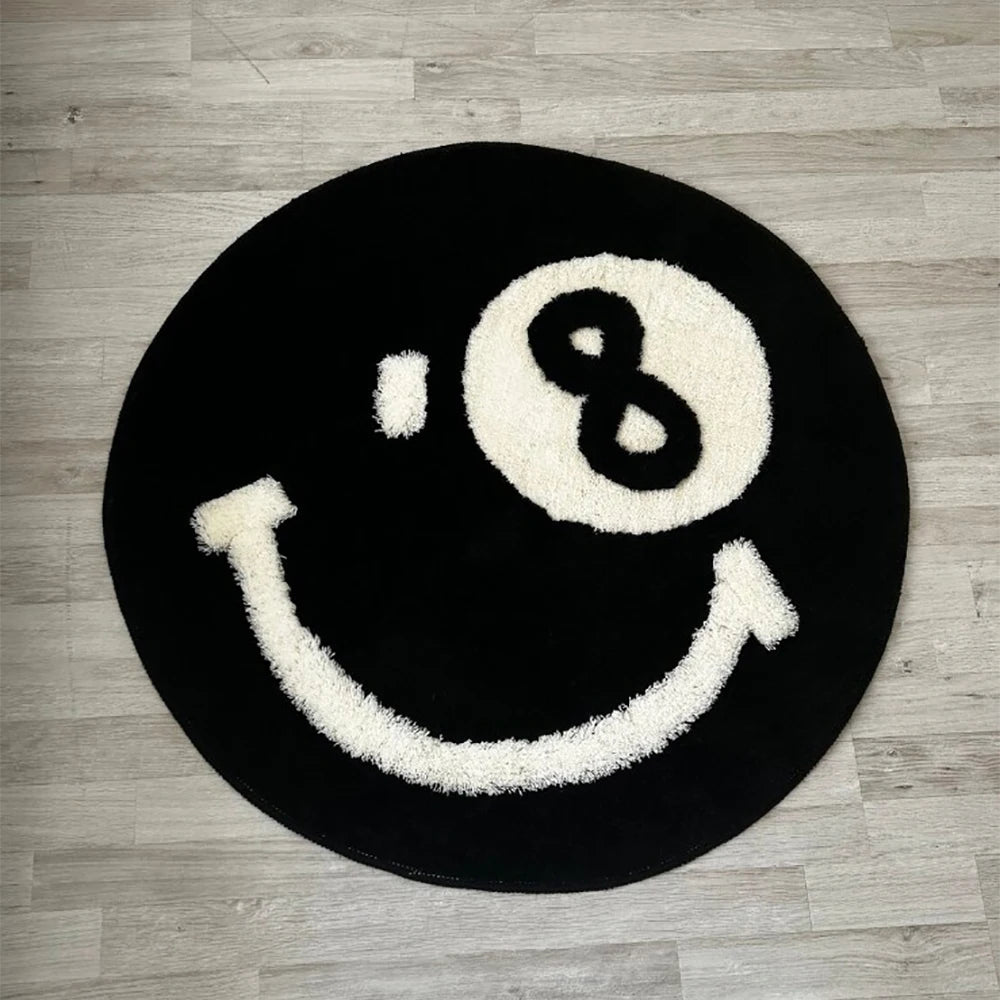 Black 8 Ball Rug Pool Rug Aesthetic Rug for Bedroom Minimalist Soft Flannel Rug Home Decor Gifts Handmade Rugs Gifts for Him