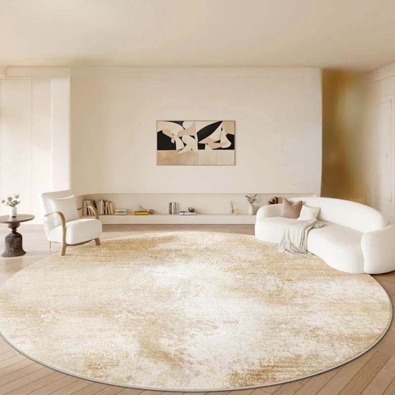 Decoração da sala de estar em estilo creme redonda tapetes macios e macios para quarto grande área de utensílios espessos de tapete caseiro