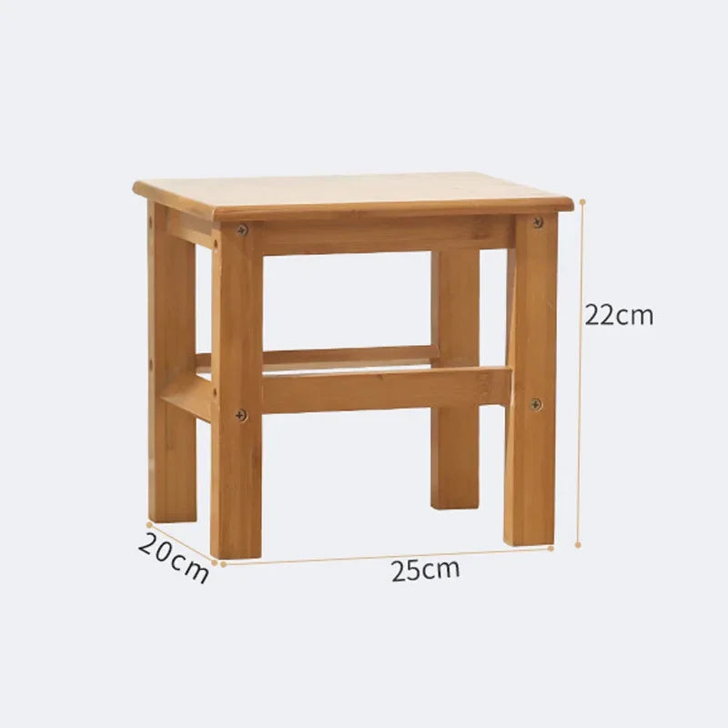 Bamboo Children Tabouret de pêche en bois massif banc carré Multi-fonction Piltor de douche pliable