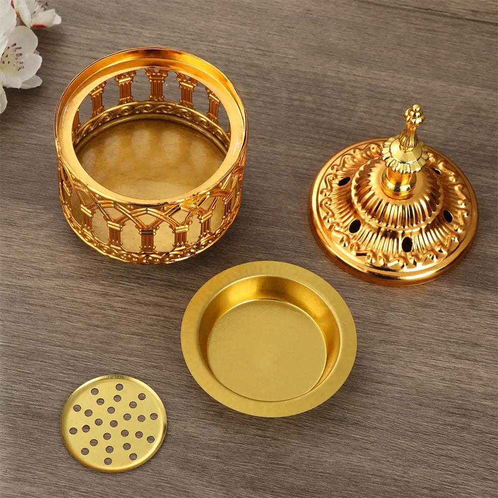 Queimador de incenso de metal Hollow Golden Tower Oil Burner Vintage Censer Holder Home Fragrance Products