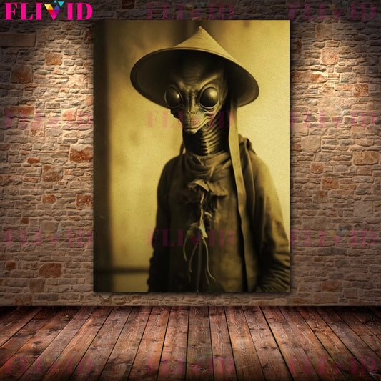 Aliens e alieno spaziale Vintage Poster fotografico Vintage Poster e stampa Mysterious Ufo Ai Art Print Wall Art Canvas Decor di pittura