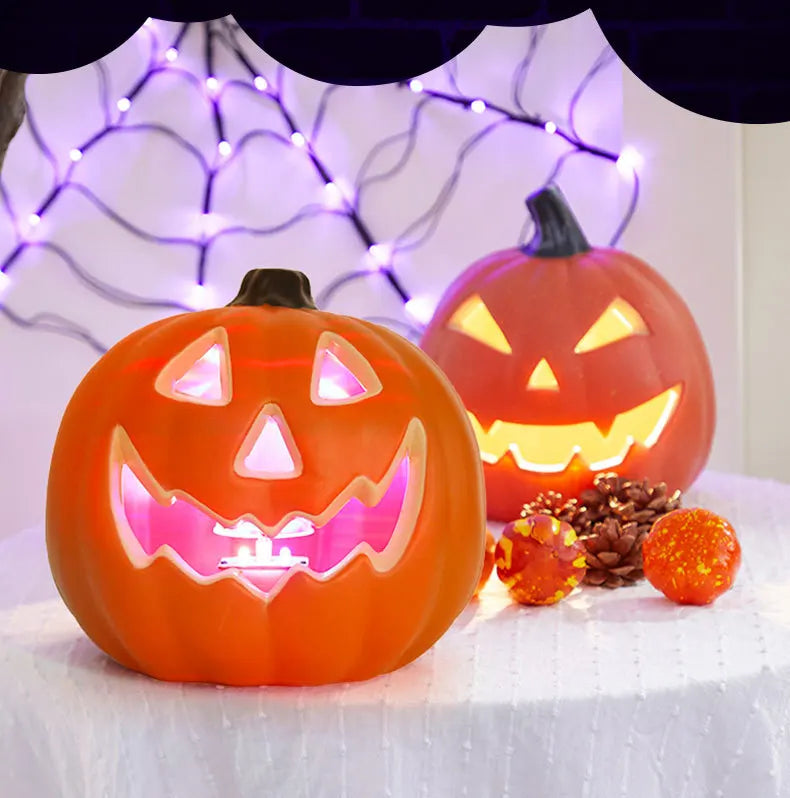 Halloween Pumpkin Lantern Skull Pumpkin Lantern Suitable For Desktop Bookshelf Cloak Family Party Night Light Led Decoration