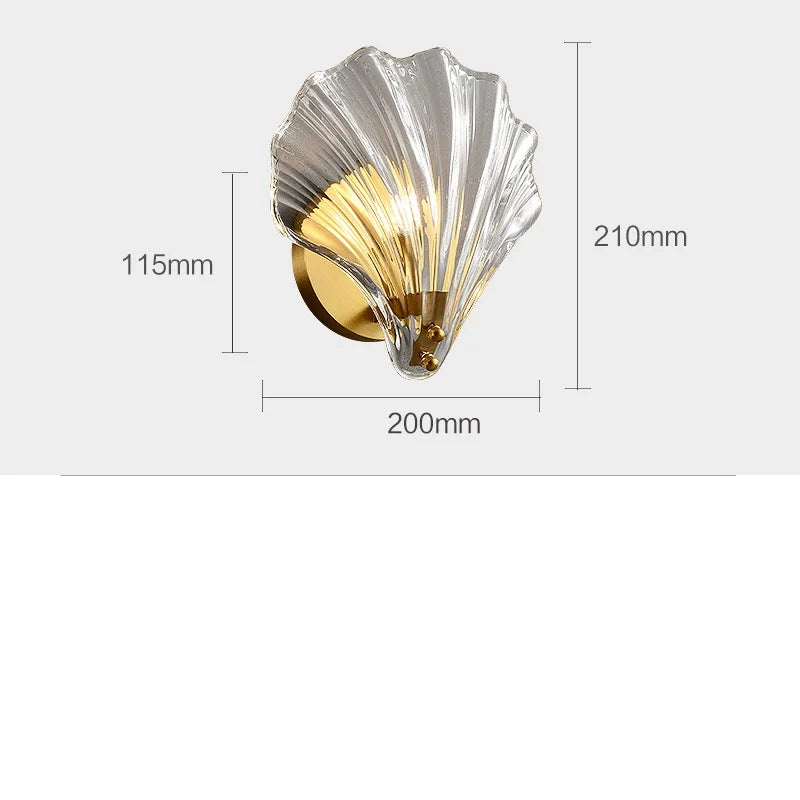 IDWHD Shell Glass Copper LED Mur Mur à côté de la maison Décor intérieur Salon Room de salle de bain Miroir Light Nordic Modern Wandlamp