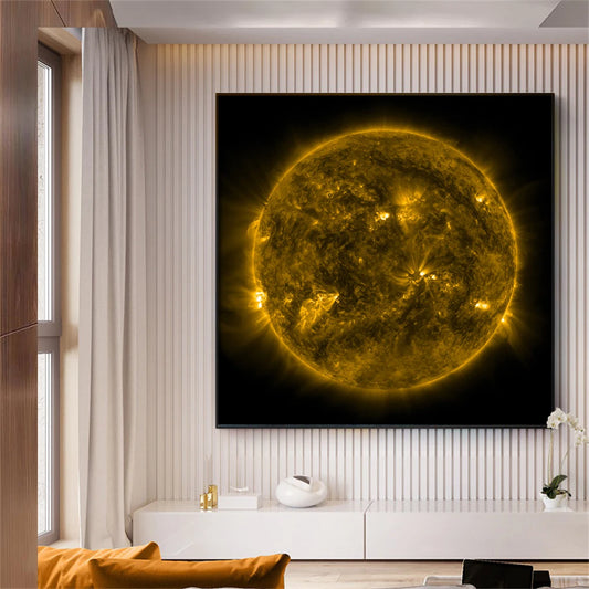 Black Yellow Sun Photo Modern Wall Art Canvas Painting Print Minimalist Planet Picture for Living Room Home Decor Poster Cuadros