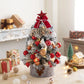 45/60cm Mini Christmas Tree With Lights DIY Desktop Golden Red Christmas Decorations 2024 New Year Home Party Windows Ornaments