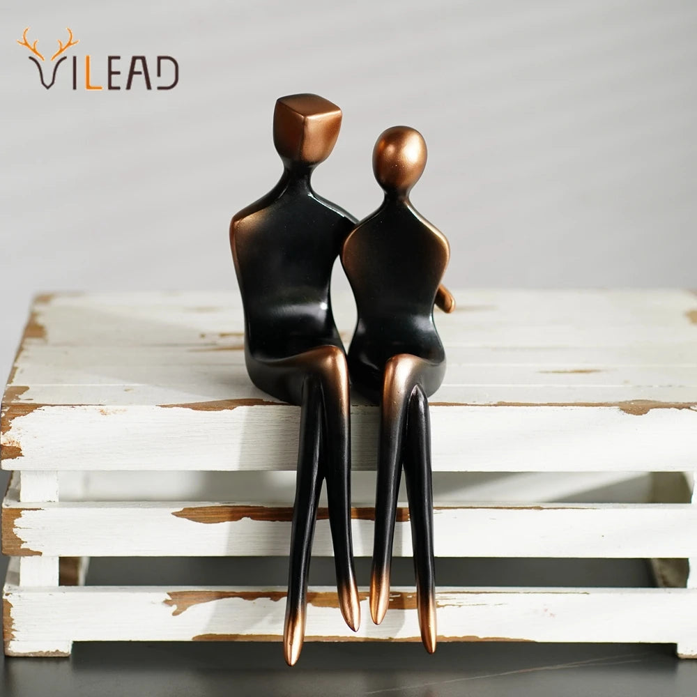 Vilead 23 سنتيمتر الراتنج المحبة زوجين المنحوتات أنيقة مجردة الفن التماثيل عاشق الشكل هدية للذكرى السنوية الحديثة البوب ​​مكتب الديكور