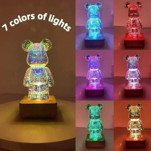 LED 3D Bear Firework Night Light USB Projecteur LAMPE COULEUR COULEUR AMBIENNE AMBRIALAGE APPORT