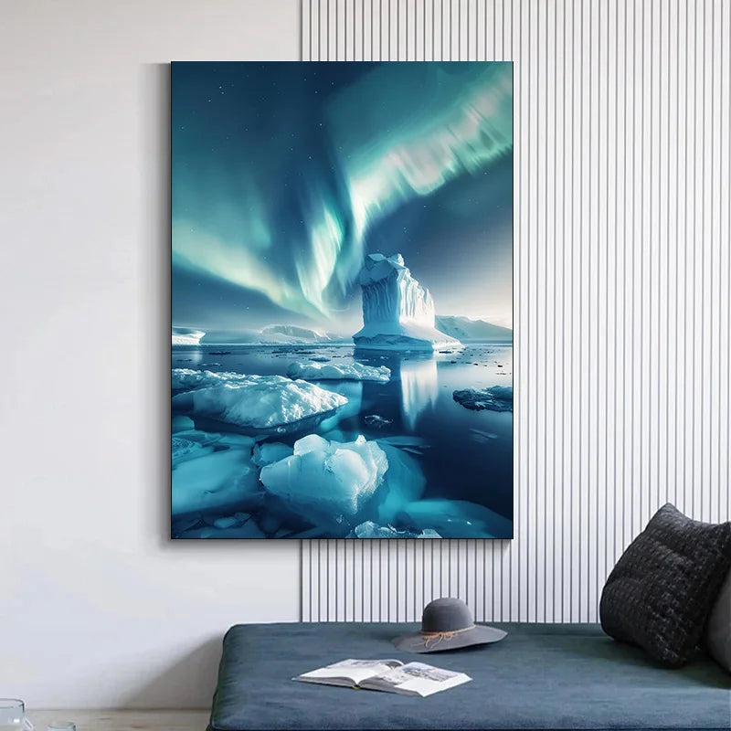 Decoratief schilderij voor slaapkamer decor witte sneeuwdecoratie foto's kamer muur kunst canvas schilderij ijsbergs 1 stcs aurora posters