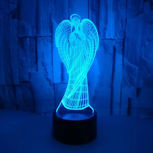 3d Angel Night Light 7/16 Lâmpada de ilusão colorida USB/Bateria, alimentada por uma mesa de decoração de mesa interna para a festa de Natal