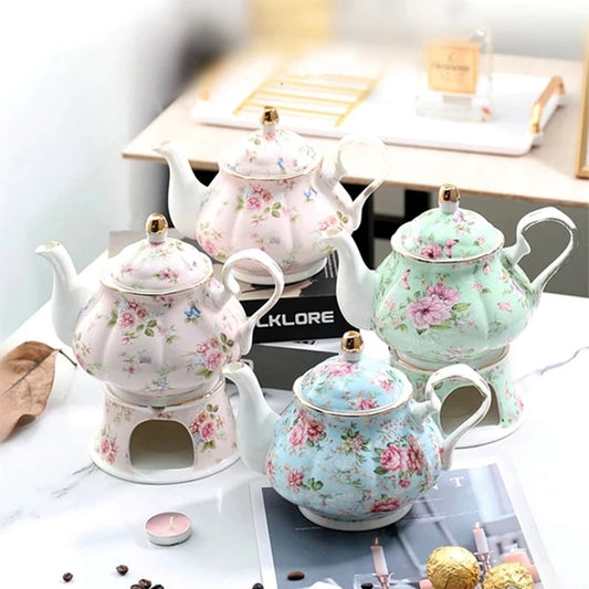 400 ml inglese British Fine China Teapot Riscaldamento Base in porcellana di alta qualità da tè a tela più calda set di teste di tenuta in ceramica fornace