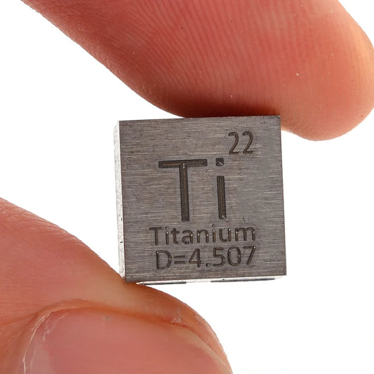 1Pcs 99.5% Pure Titanium High Purity Cube Ti Metal Carved Element Periodic Table Class Teaching Supplies 10x10x10mm