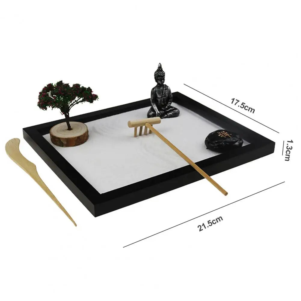 Zen Garden - Tabletop Rock Garden Sandbox outils Kits pour la maison Feng Shui Yoga Chinese Desktop Meditation Sand Box Accessoires