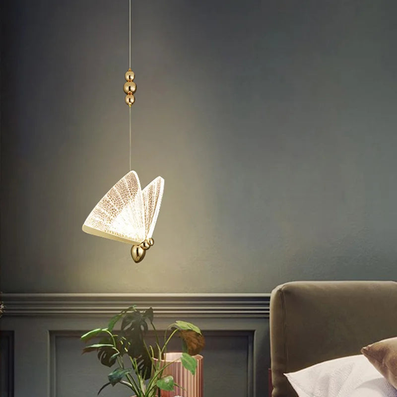 Nordic Creative Butterfly Pendant Light Kitchen Fixture Dining Room chambre à coucher lampe suspendue Décoration de café du restaurant