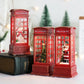 1Pc Christmas Light-Up Maroon Phone Booth With Santa Decorative Christmas Themed Snow Globe Led Light For ChristmasDecorative