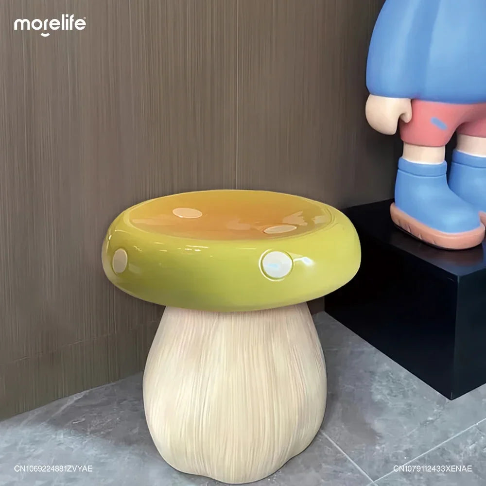 Creative Shoe Changing Stool Fun Circular Mushroom Stools Living Room Sofa Stool Mobile Space Saving Small Footstool Furniture