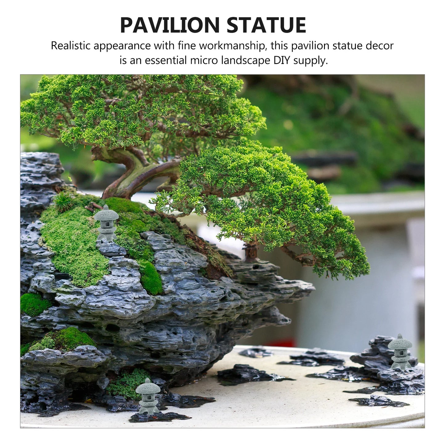 4 Pcs Simulation Landscape Pavilion Home+decor Miniature Scene Ornament Ornaments outside Garden Statue Sandstone Model Yard