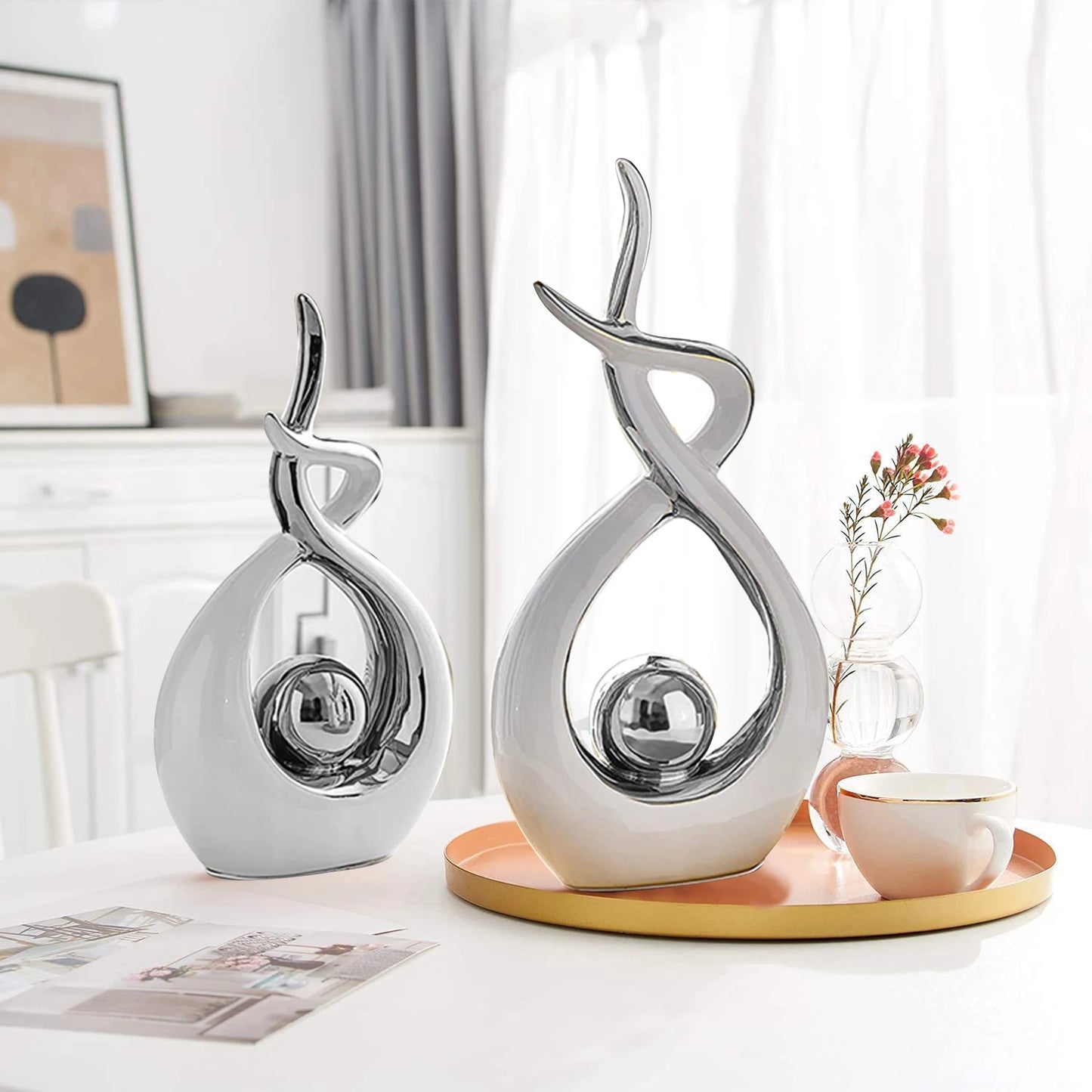 Modern Luxurious Living Room Home Decoration Accessories Abstract Ceramic Figurines Office Decoration Desk Souvenir Crafts Gift