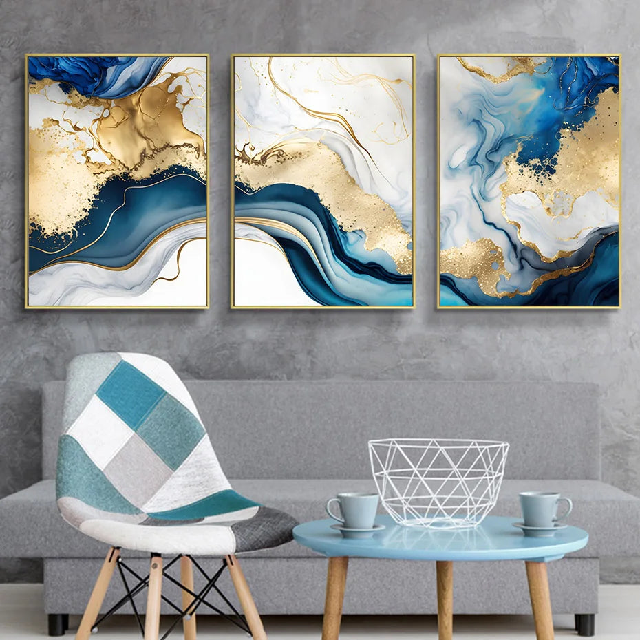 Modern abstrato abstrato dourado dourado marmore de parede de parede pôsteres de telas pinturas de impressão de imagens de quarto quarto decoração de interior caseira