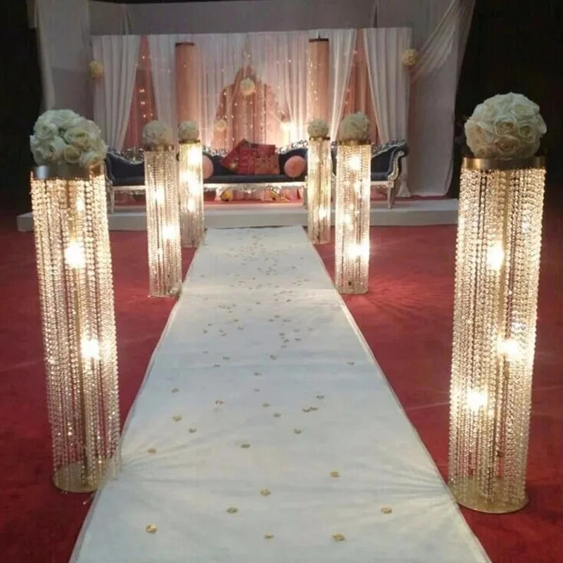 Crystal Wedding Road Lead Acrylic Centerpiece for Event Party Decoration, Aisle Pillars, Walkway Stand, 6Pcs, 110cm