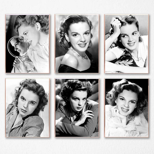 Vintage zwart -witte Judy Garland beroemde filmactrice posters canvas schilderen print wall art picture woonkamer decoratie