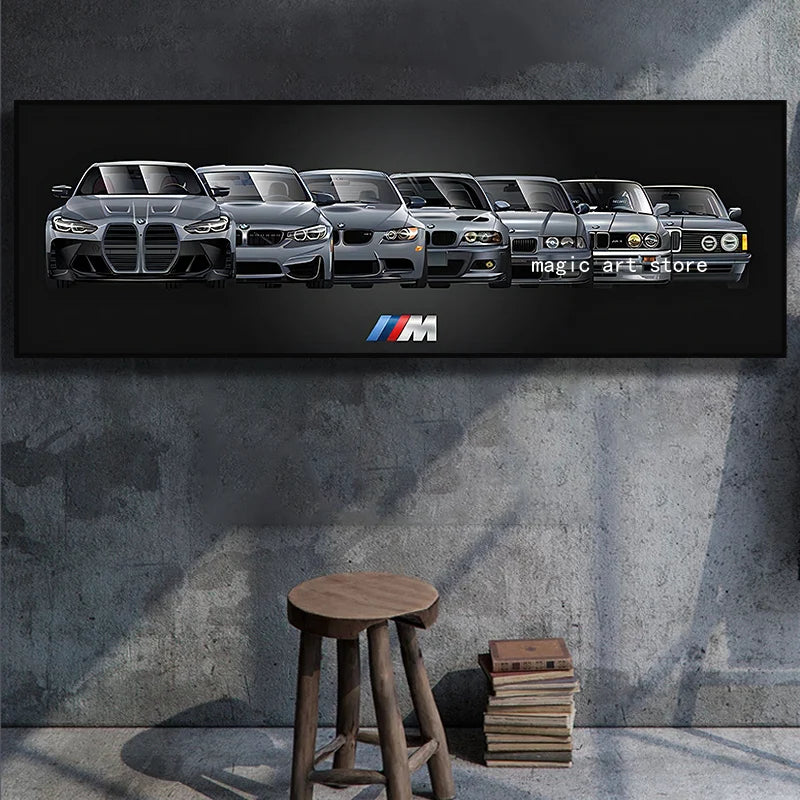 Super Car Car Carro Sports B M W Series Evolution Car Poster Canvas Pintura Impressão de parede Impressão para a sala Decoração de casa Cuadros